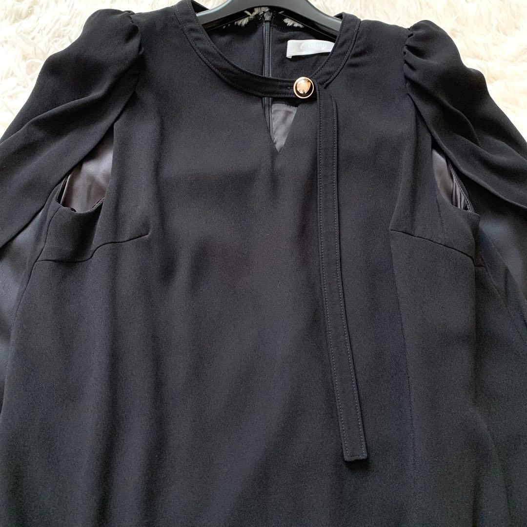 未使用級✨セルフォード 2024 ケープ ドレス メタルボタン ワンピース 黒