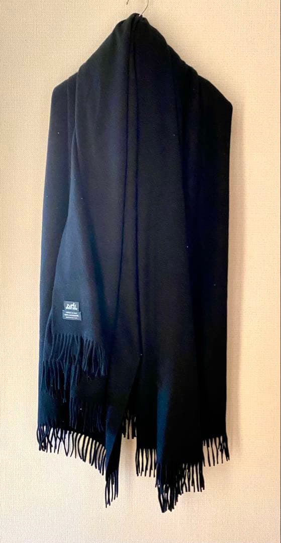 【極美品】HERMES エルメス 大判ストール カシミヤ100％ ブラック