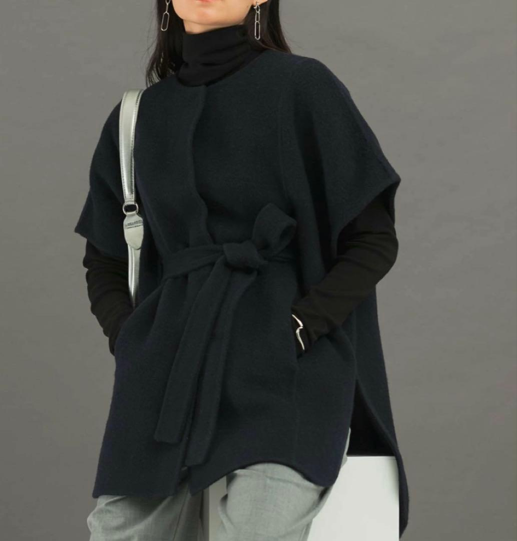 未使用級　アーバンリサーチ　ROSSO ウールカシミヤリバーポンチョコート