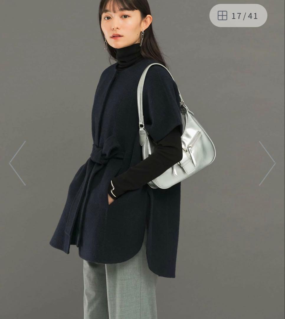 未使用級　アーバンリサーチ　ROSSO ウールカシミヤリバーポンチョコート