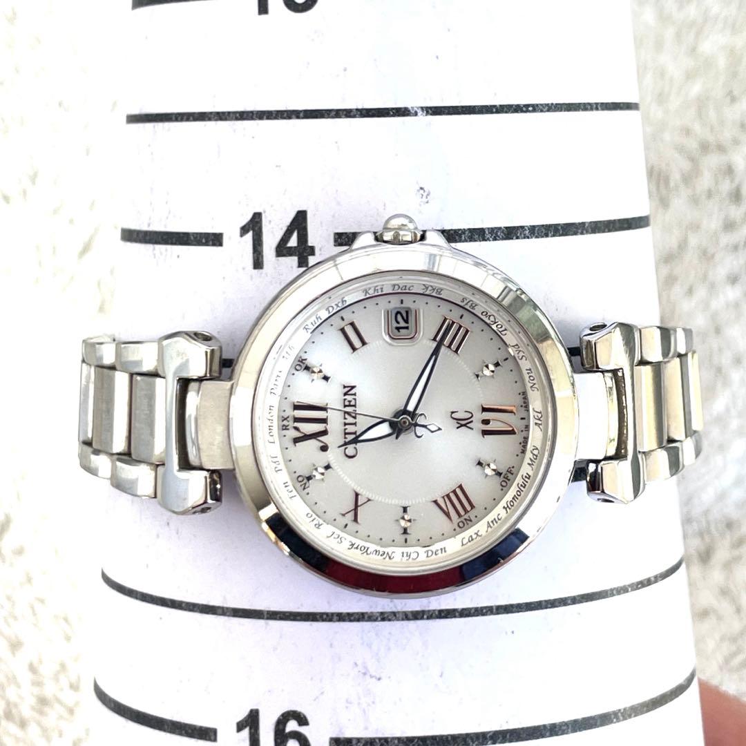 極美品❣クロッシーxC 電波ソーラー ハッピーフライト 白文字盤 H240 稼働