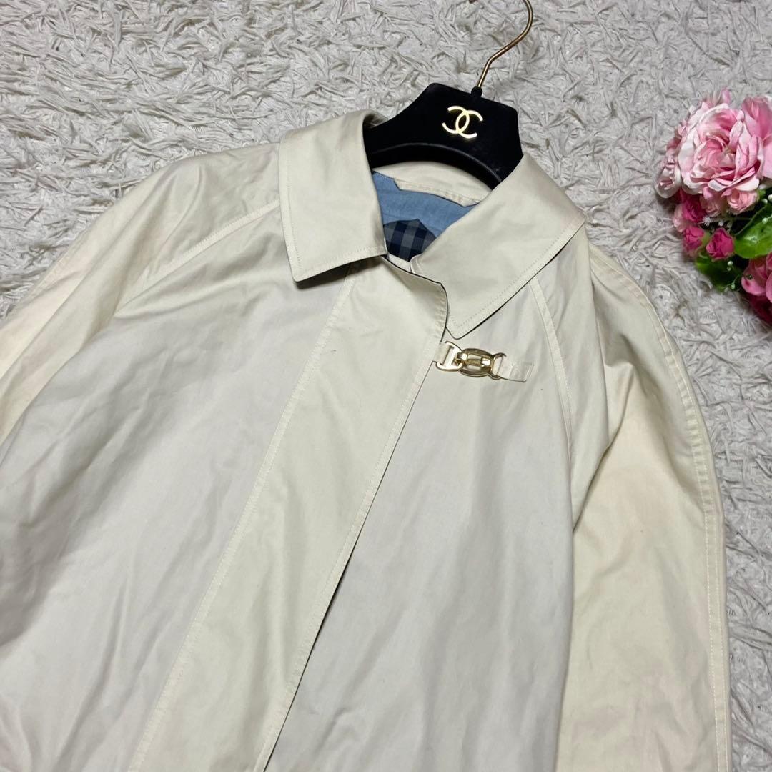 【美品】バーバリー アーカイブロゴ 裏地チェック ロングコート サイズM