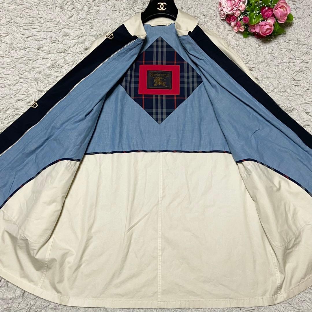 【美品】バーバリー アーカイブロゴ 裏地チェック ロングコート サイズM