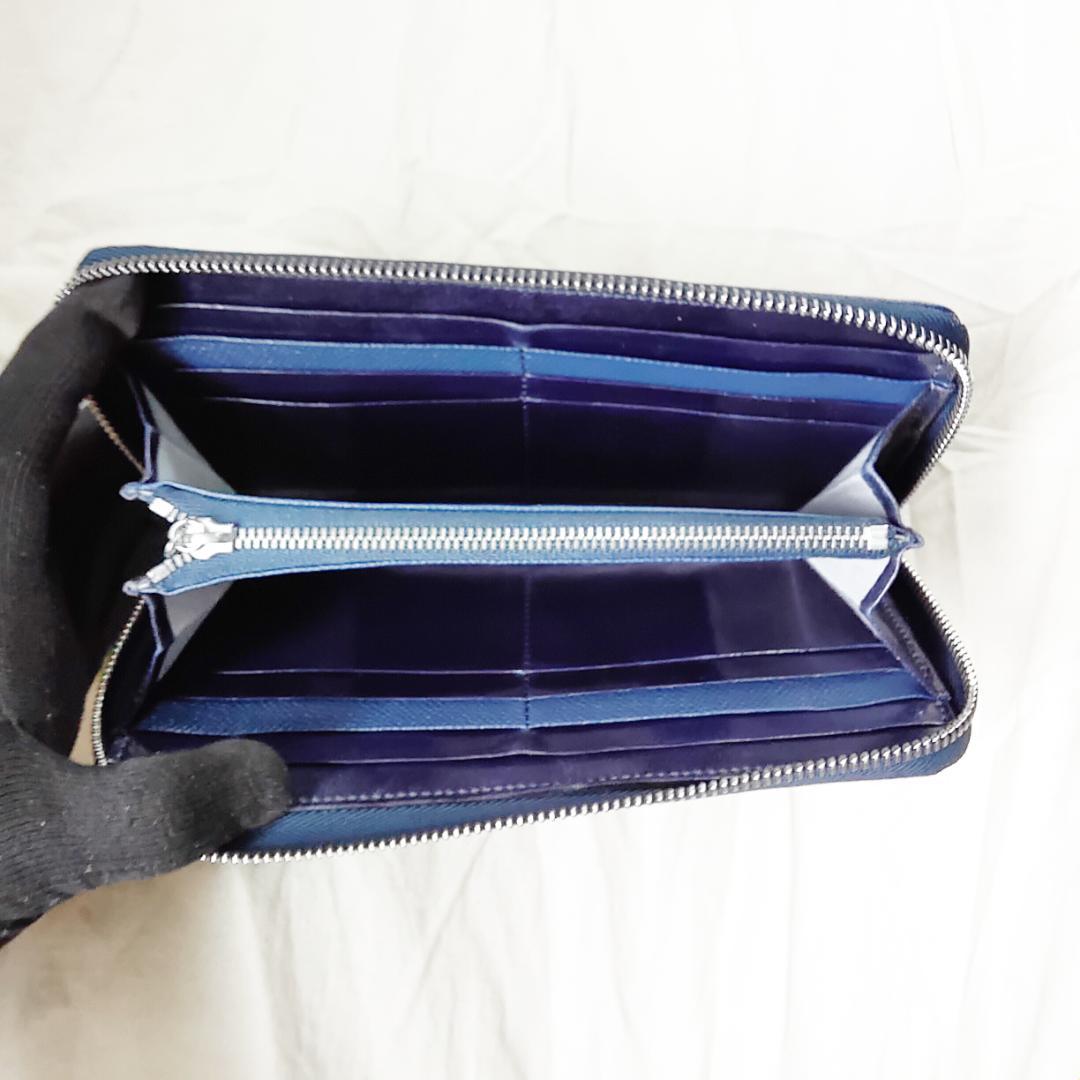 良品 アルファード 長財布 ラウンドジップ スマイル ALFURD ネイビー