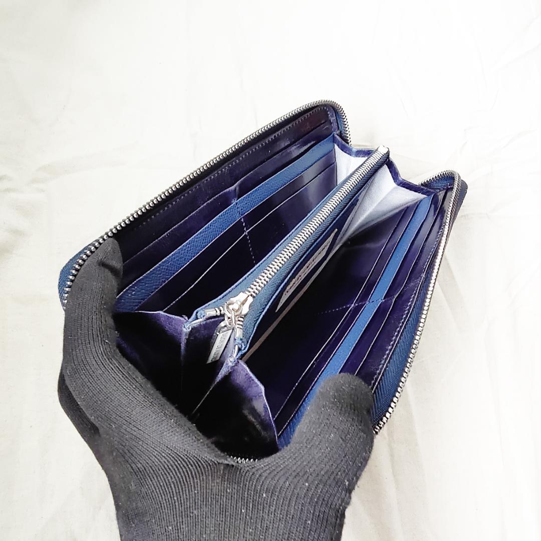 良品 アルファード 長財布 ラウンドジップ スマイル ALFURD ネイビー