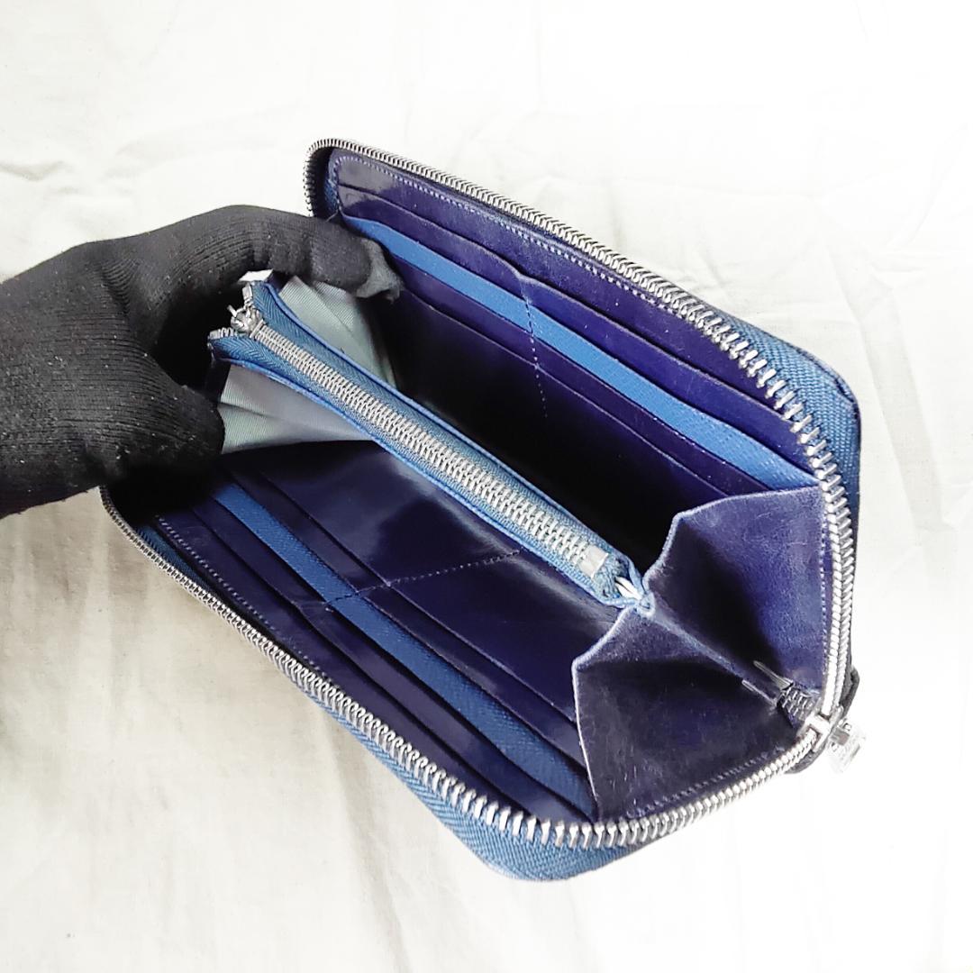 良品 アルファード 長財布 ラウンドジップ スマイル ALFURD ネイビー