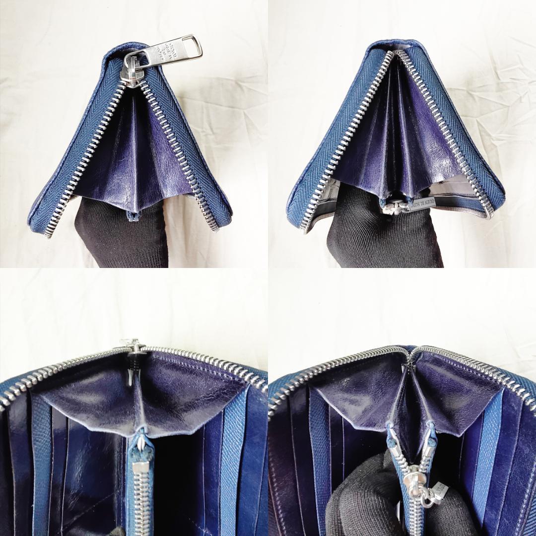 良品 アルファード 長財布 ラウンドジップ スマイル ALFURD ネイビー