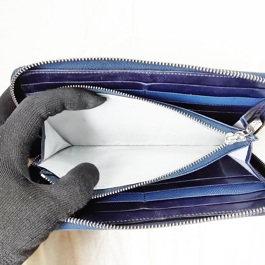 良品 アルファード 長財布 ラウンドジップ スマイル ALFURD ネイビー