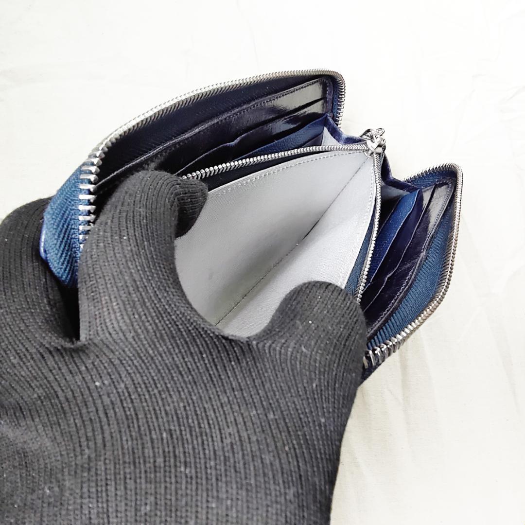 良品 アルファード 長財布 ラウンドジップ スマイル ALFURD ネイビー