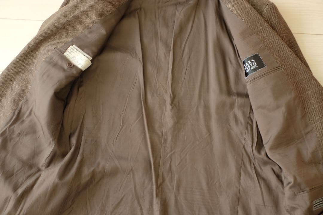 GIORGIO ARMANI テーラードジャケット　シルク混　チェック　ブラウン