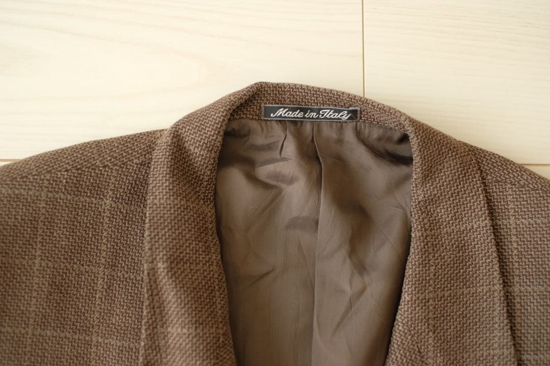 GIORGIO ARMANI テーラードジャケット　シルク混　チェック　ブラウン