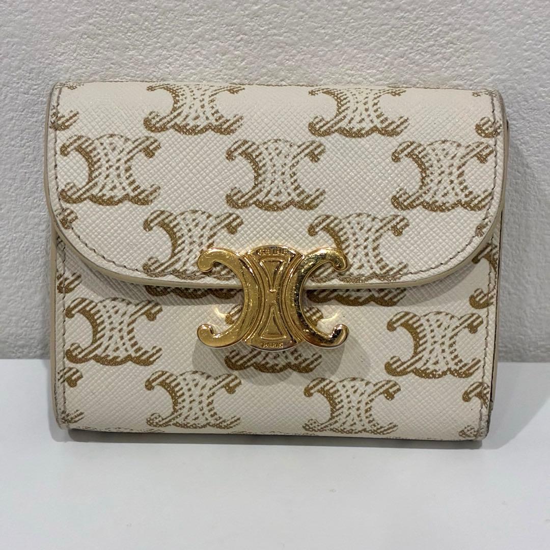 CELINE セリーヌ トリオンフ コンパクト ウォレット アイボリー