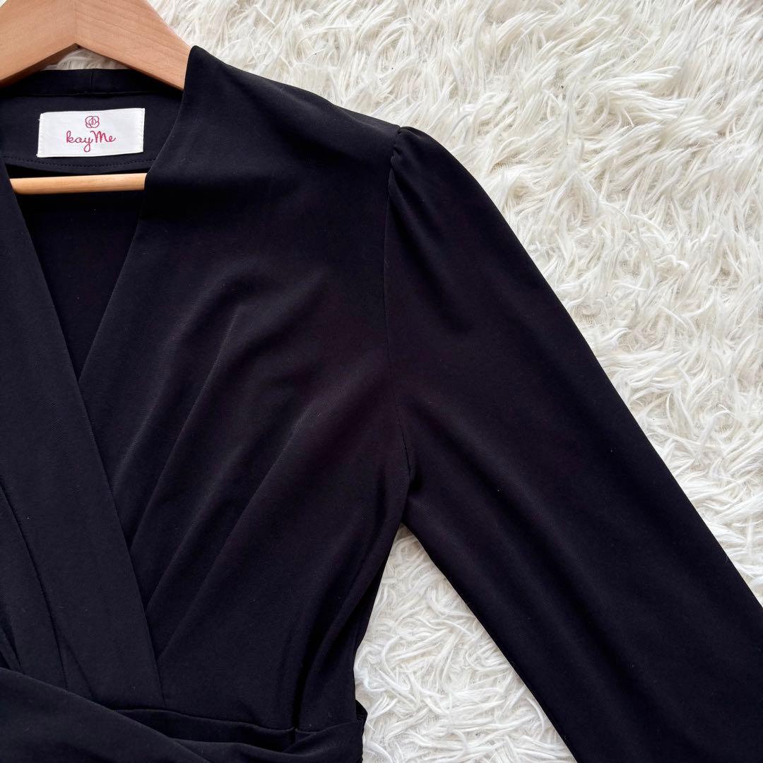 kayme ケイミー ストレッチジャージーワンピース Aライン 洗える 黒 M