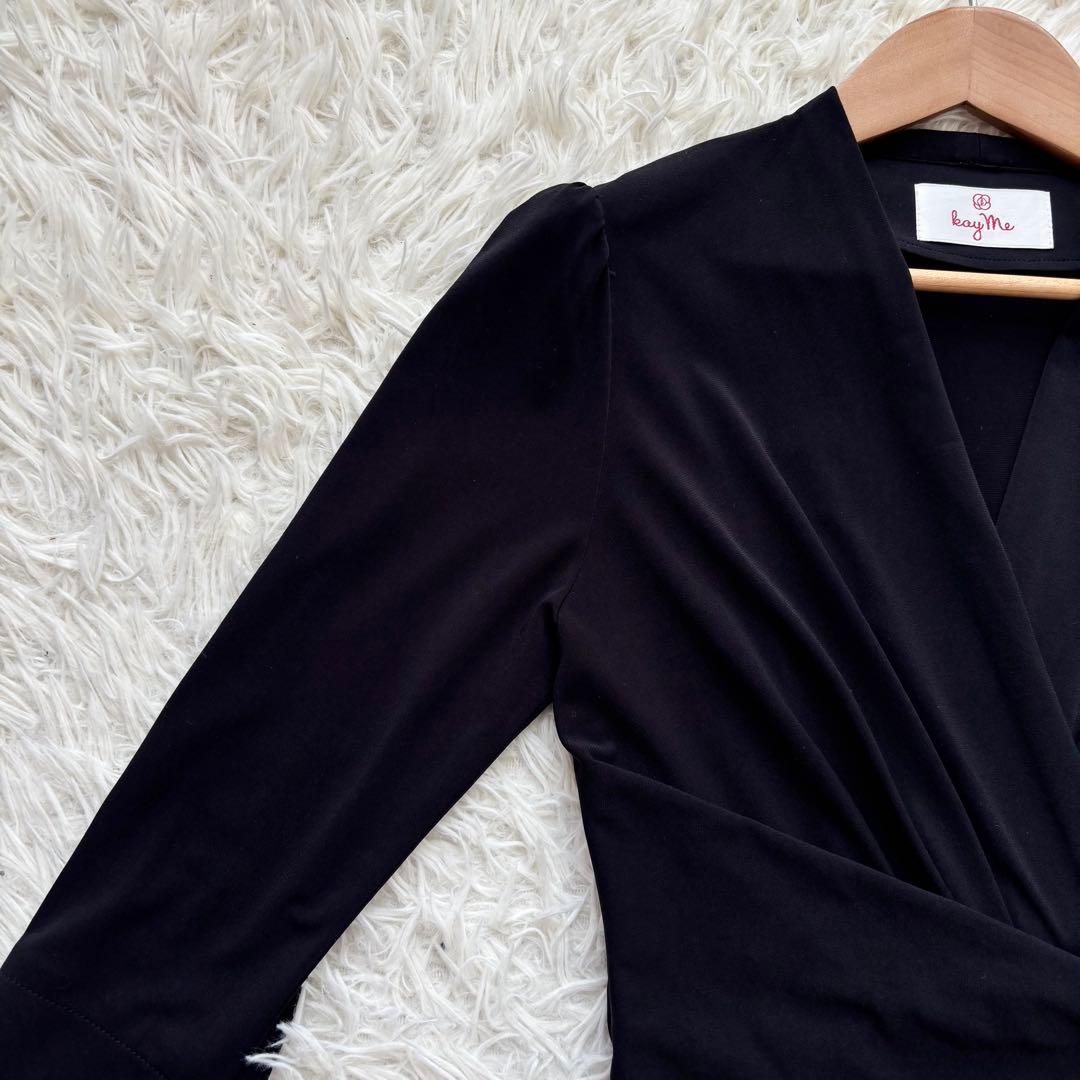 kayme ケイミー ストレッチジャージーワンピース Aライン 洗える 黒 M