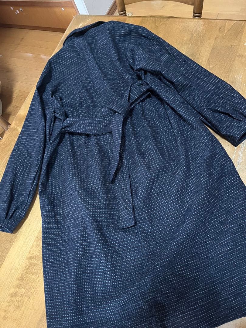 着物リメイク　久留米絣反物　ワンピース　チュニック　コート　花飾り　ハンドメイド