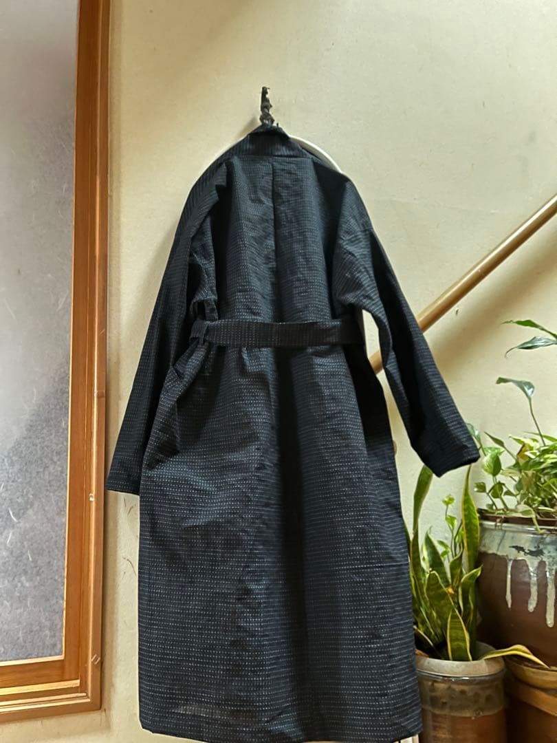着物リメイク　久留米絣反物　ワンピース　チュニック　コート　花飾り　ハンドメイド