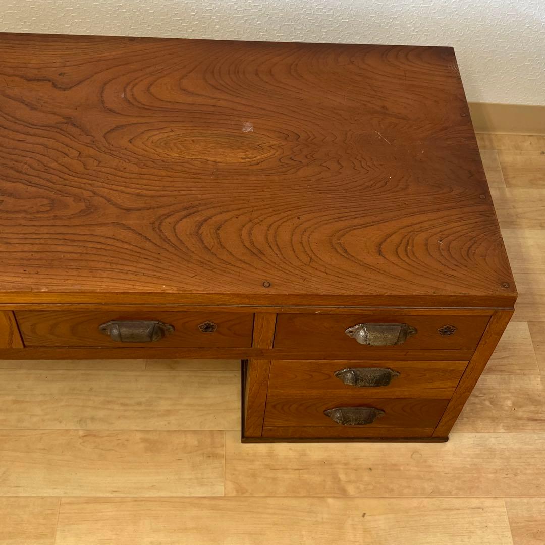 和製アンティーク　鍵付き　片袖机　ローテーブル　文机　座机　ワークデスク