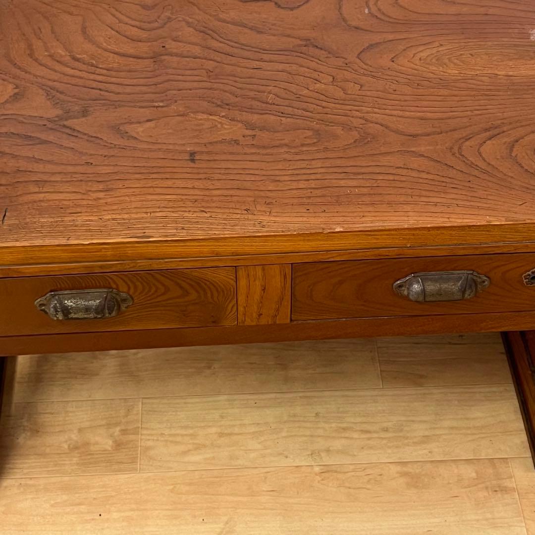 和製アンティーク　鍵付き　片袖机　ローテーブル　文机　座机　ワークデスク