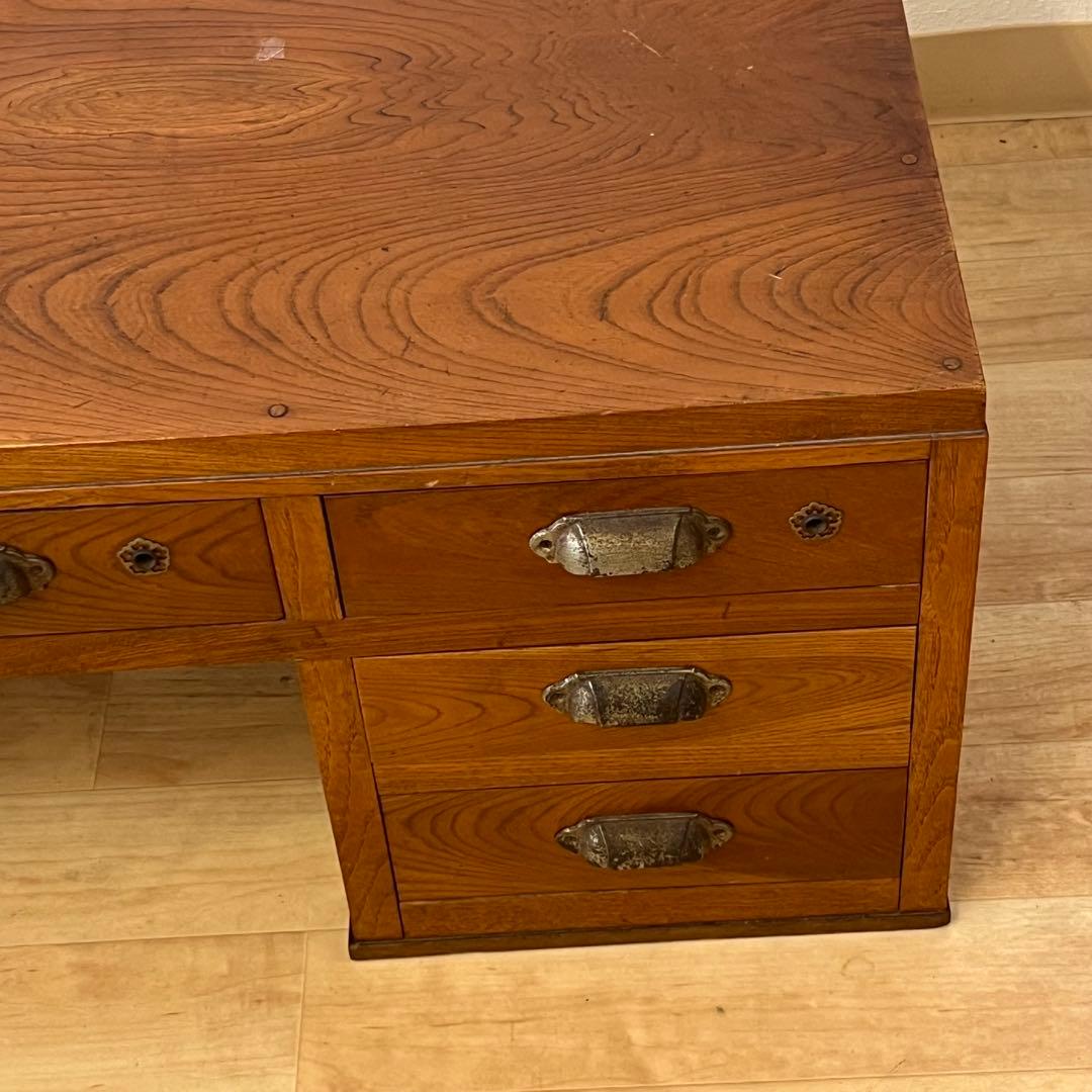 和製アンティーク　鍵付き　片袖机　ローテーブル　文机　座机　ワークデスク