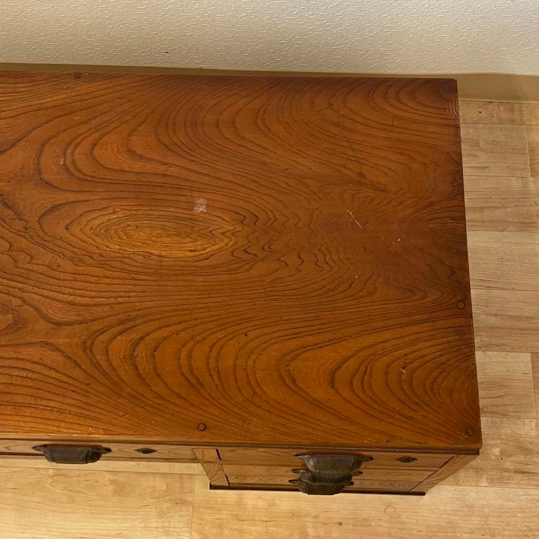 和製アンティーク　鍵付き　片袖机　ローテーブル　文机　座机　ワークデスク