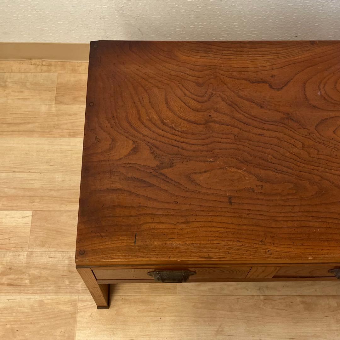 和製アンティーク　鍵付き　片袖机　ローテーブル　文机　座机　ワークデスク