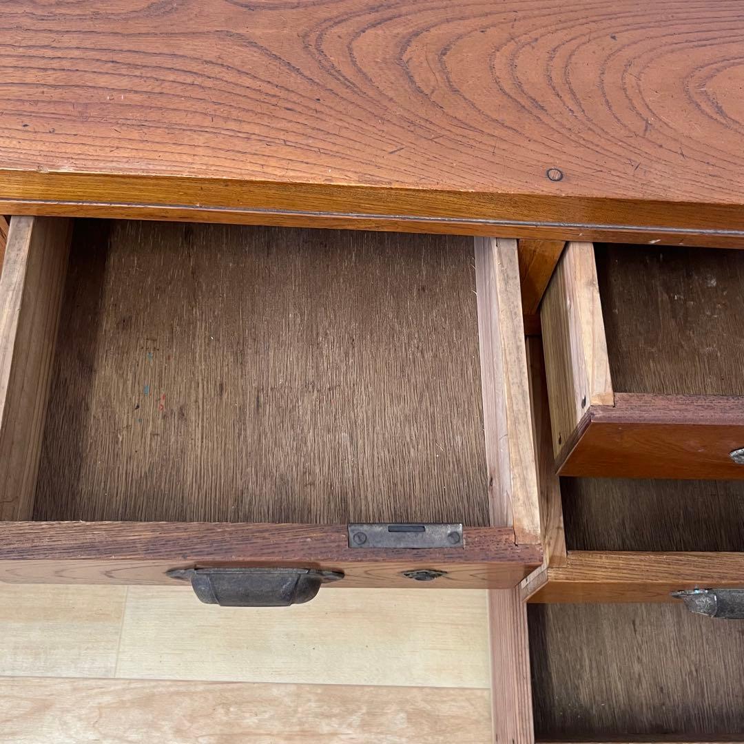 和製アンティーク　鍵付き　片袖机　ローテーブル　文机　座机　ワークデスク