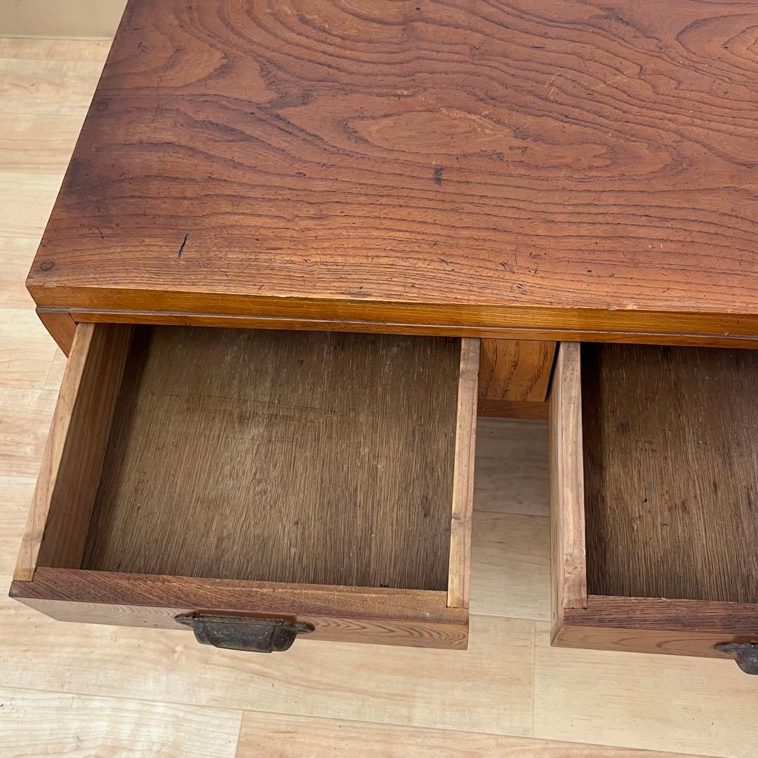 和製アンティーク　鍵付き　片袖机　ローテーブル　文机　座机　ワークデスク