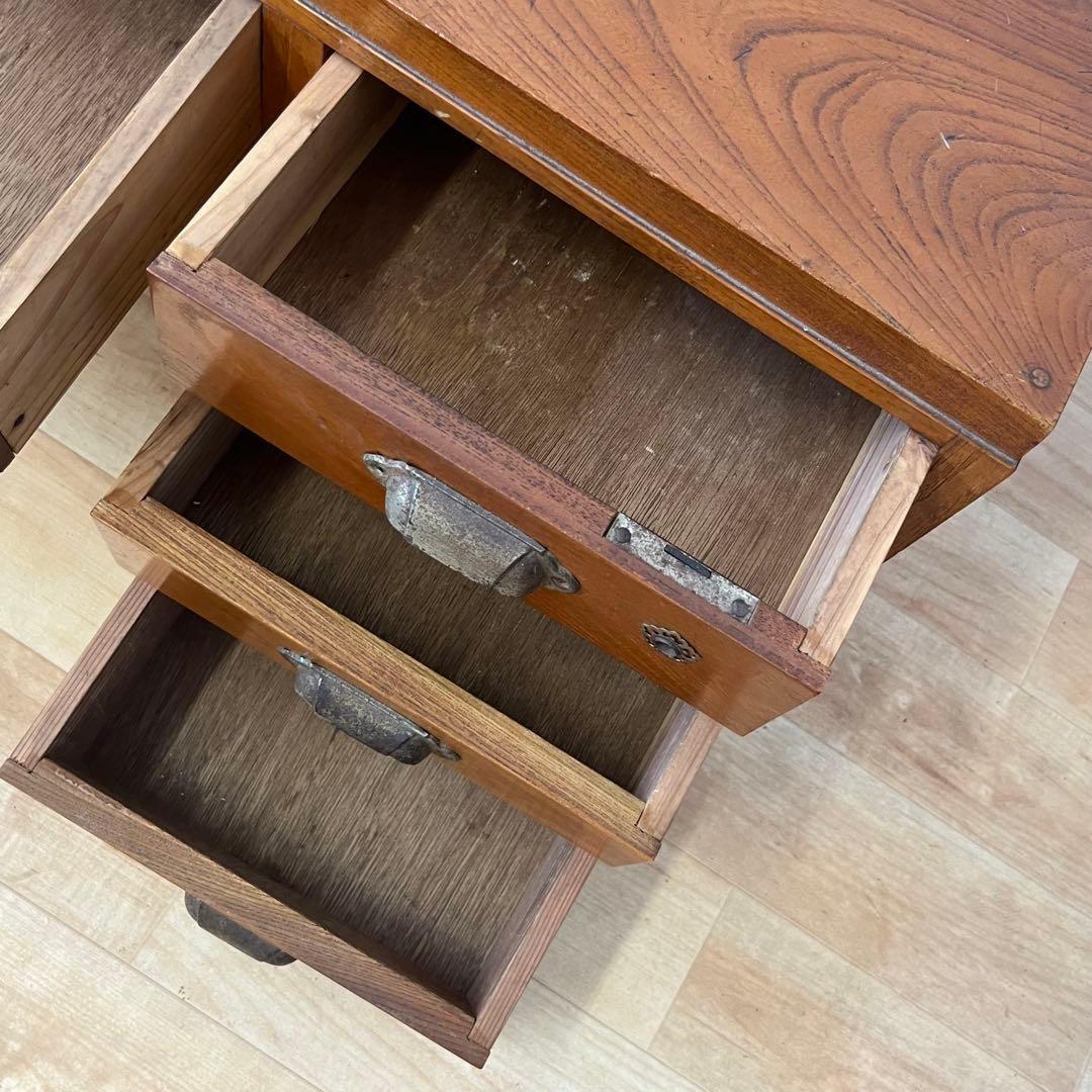 和製アンティーク　鍵付き　片袖机　ローテーブル　文机　座机　ワークデスク