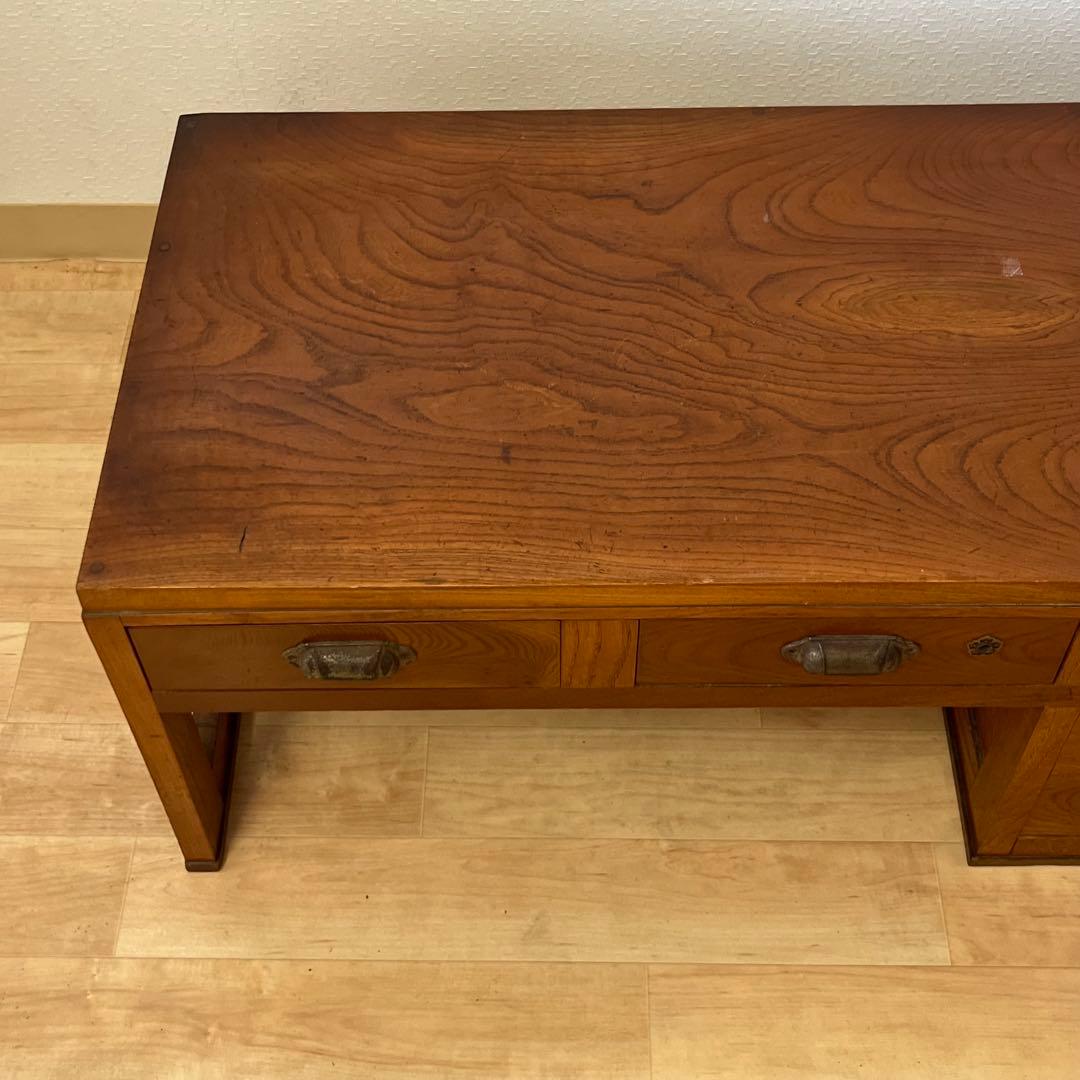 和製アンティーク　鍵付き　片袖机　ローテーブル　文机　座机　ワークデスク