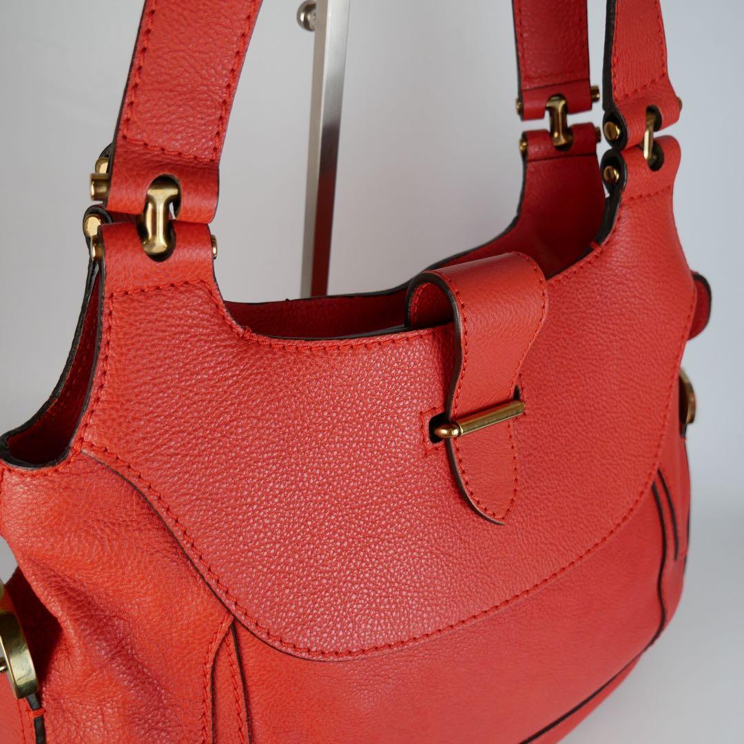 美品✨Chloé クロエ レザー ショルダーバッグ レンガ色 シボ革　正規品