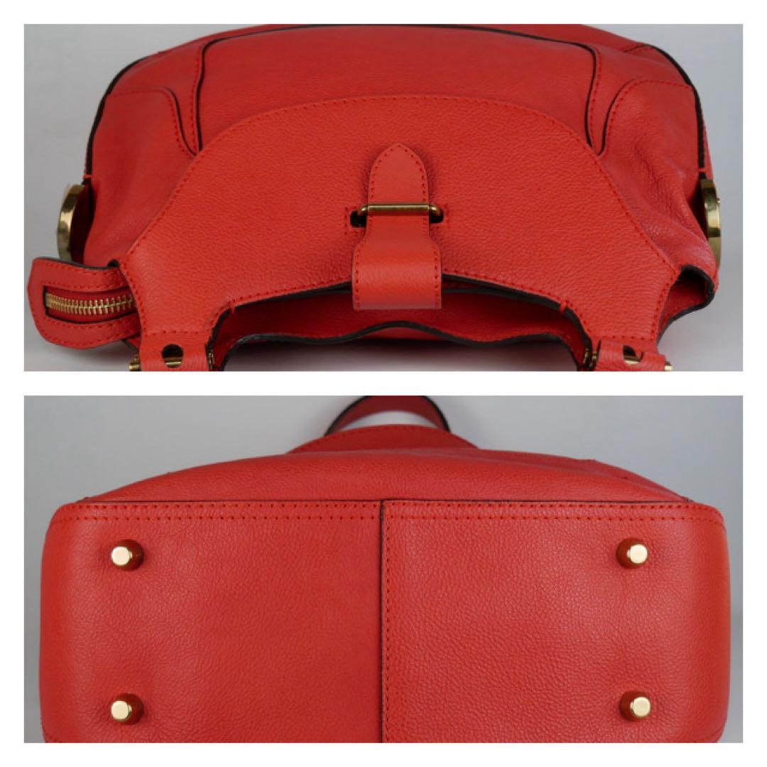 美品✨Chloé クロエ レザー ショルダーバッグ レンガ色 シボ革　正規品