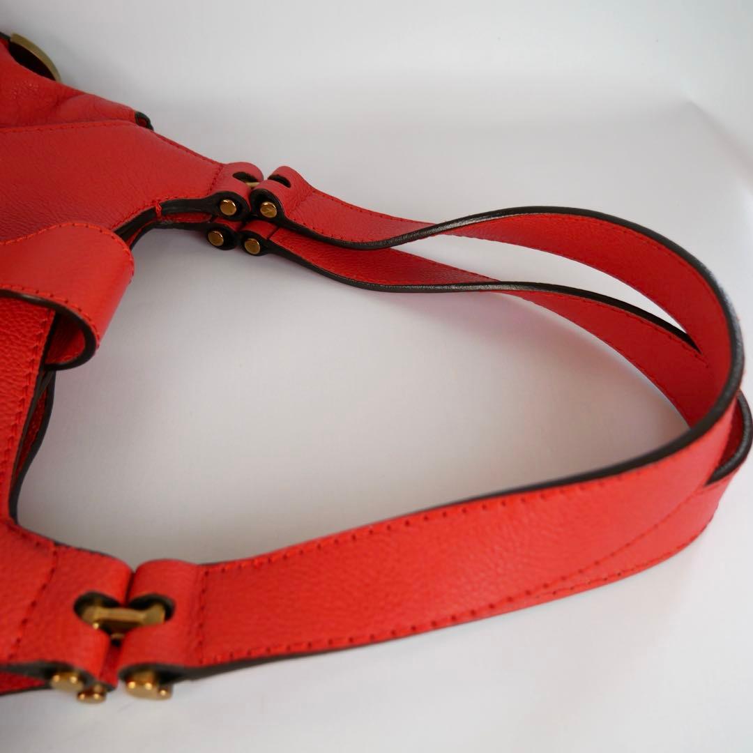 美品✨Chloé クロエ レザー ショルダーバッグ レンガ色 シボ革　正規品