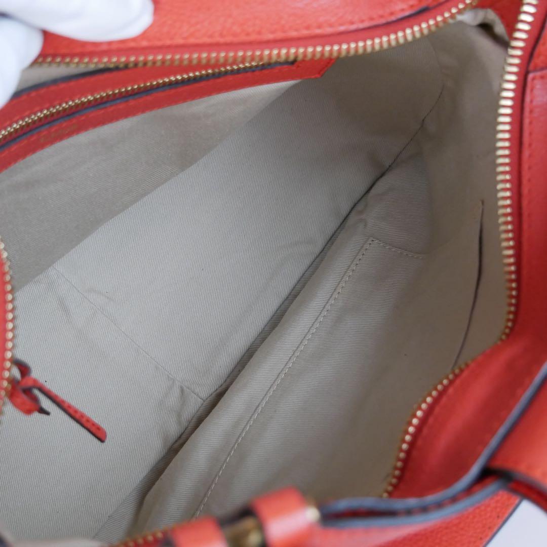 美品✨Chloé クロエ レザー ショルダーバッグ レンガ色 シボ革　正規品