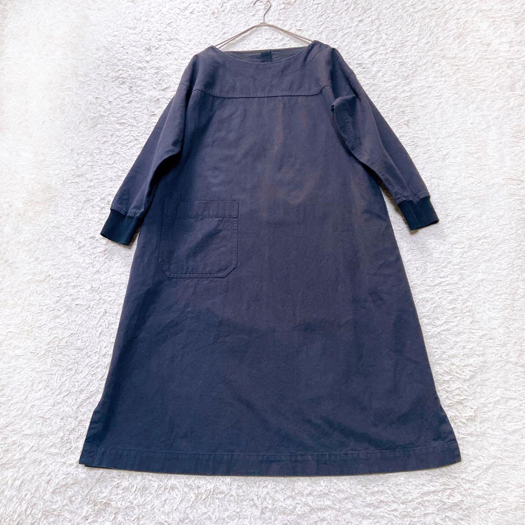 現行MHL. マーガレットハウエル コットンワンピース ニットリブ袖　ゆったり