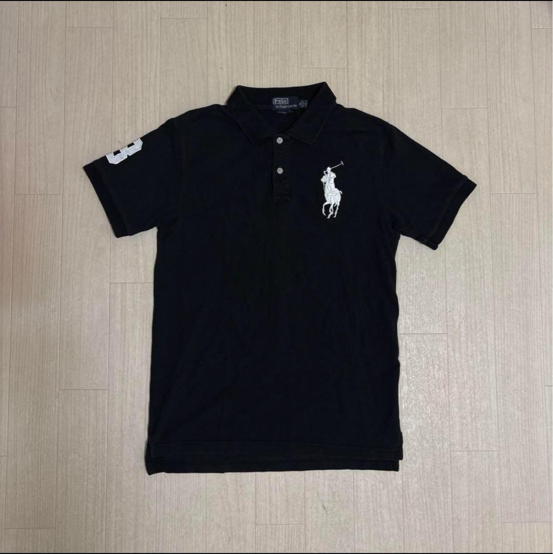 美品】 Polo Ralph Lauren ビッグポニー ポロシャツ 黒 短丈