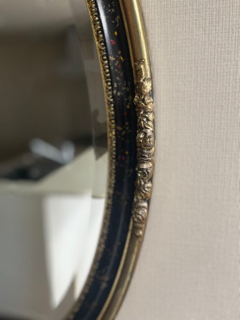 アンティーク 英国調 オーバル型 壁掛け鏡 ウォールミラー レトロ