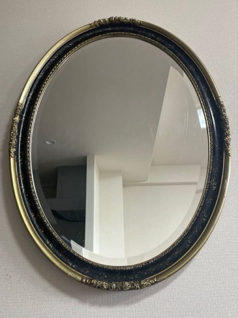 アンティーク 英国調 オーバル型 壁掛け鏡 ウォールミラー レトロ