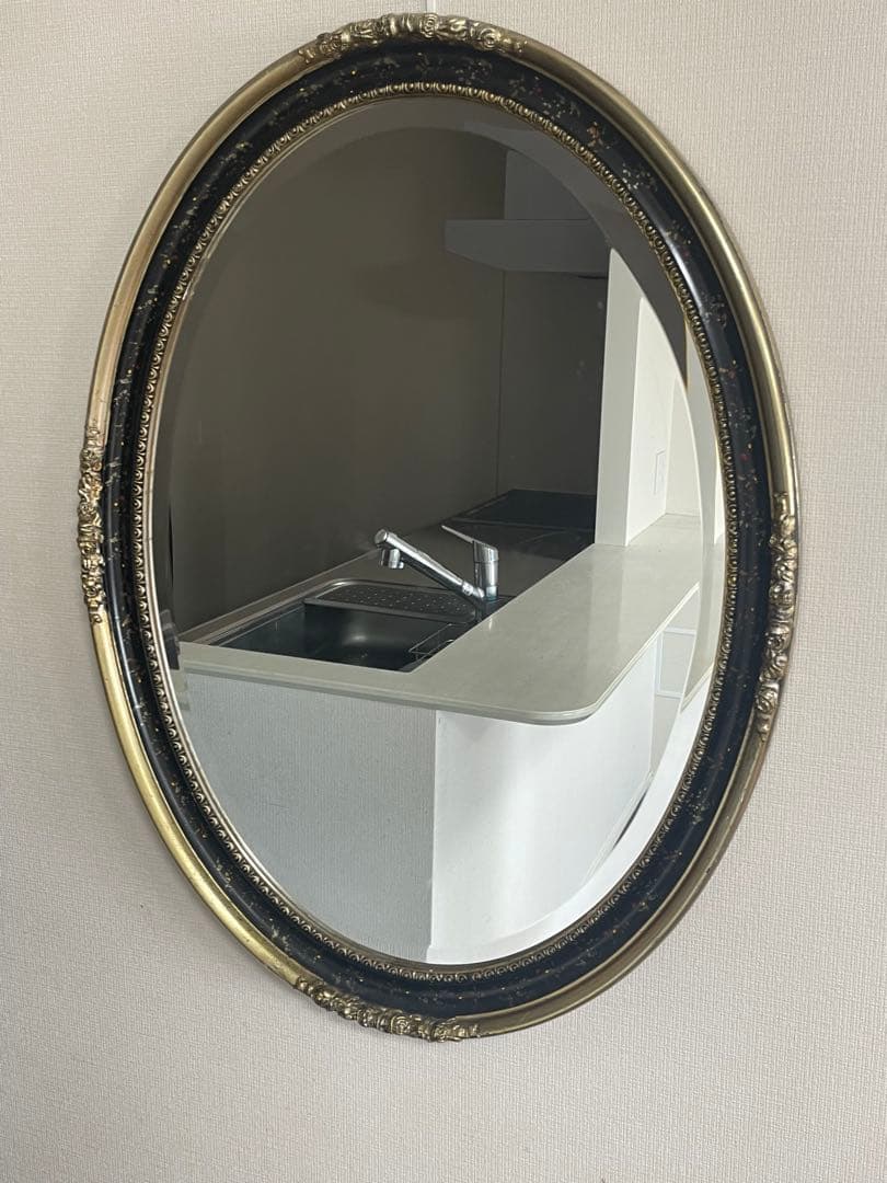 アンティーク 英国調 オーバル型 壁掛け鏡 ウォールミラー レトロ