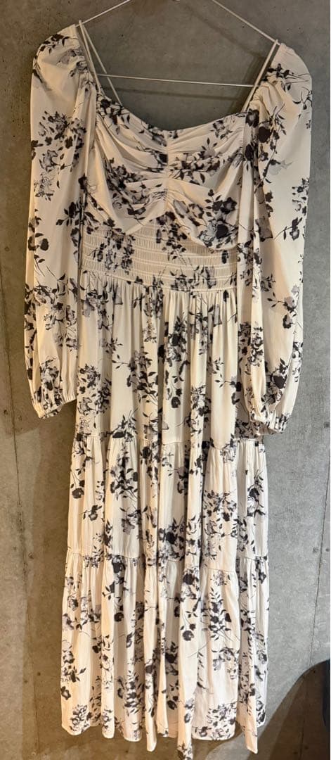 【COCO DEAL】シャーリングティアードフラワーワンピース