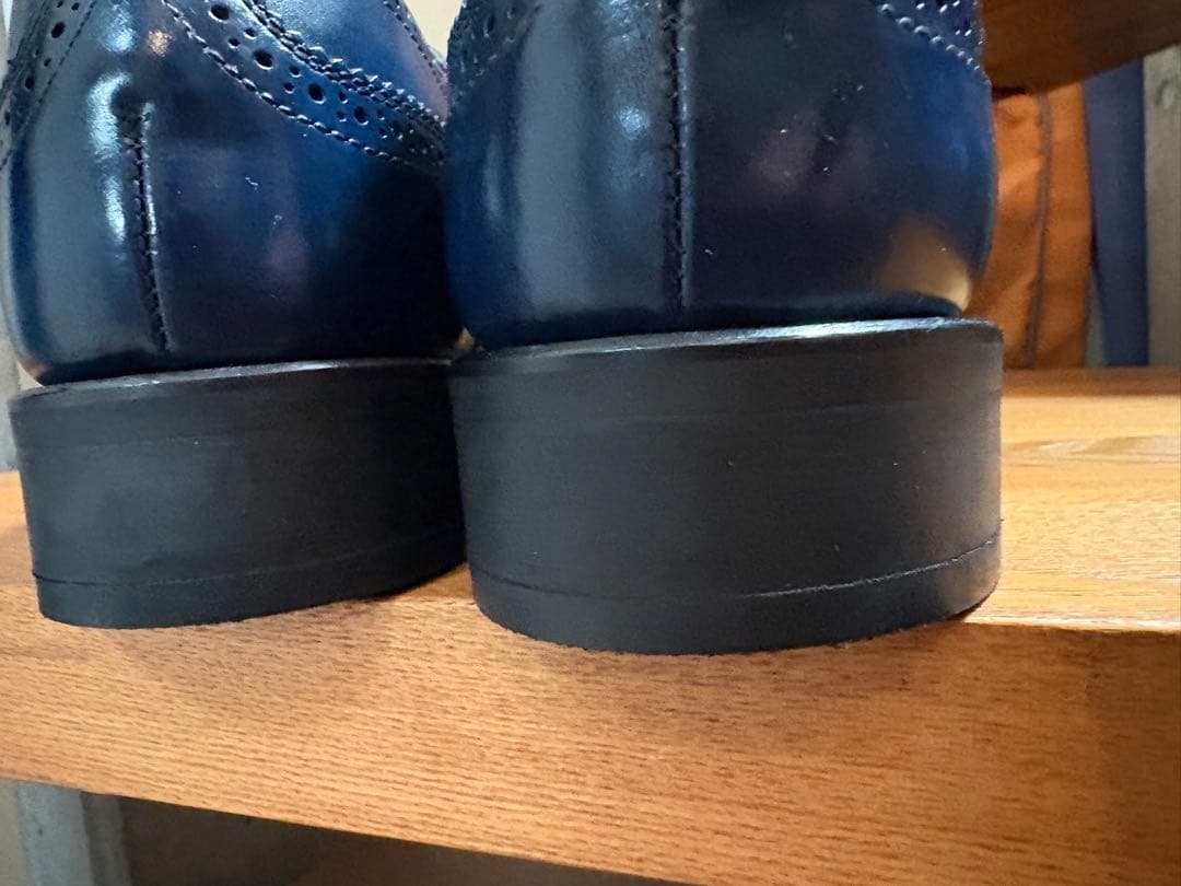 ネイビー ウィングチップ ドレスシューズ