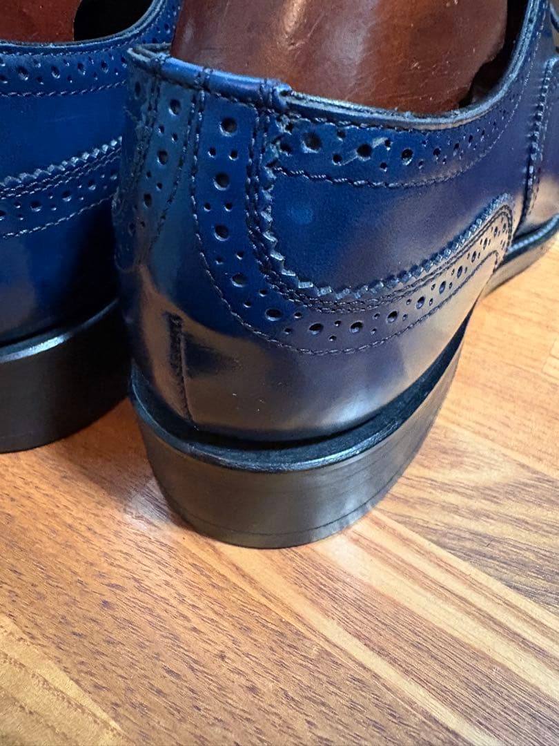 ネイビー ウィングチップ ドレスシューズ