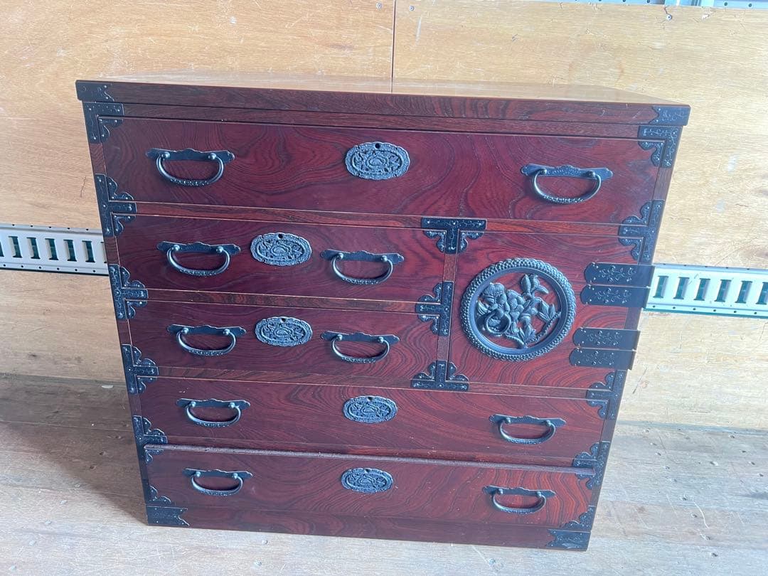 青木産業 江戸 整理箪笥 時代箪笥 5段チェスト 欅材 ケヤキ