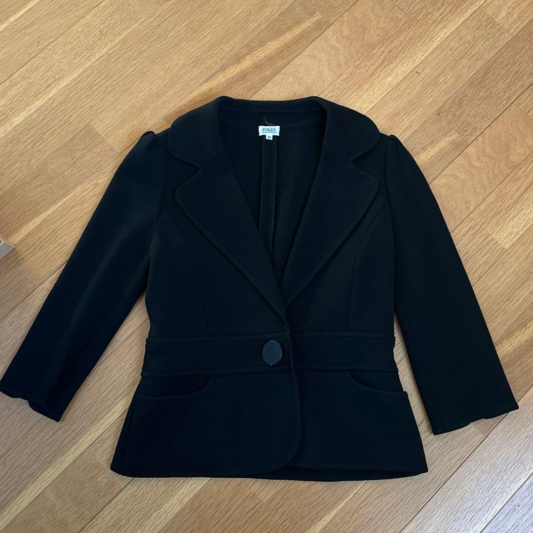 フォクシー　ウールジャージー　テーラードジャケット　黒