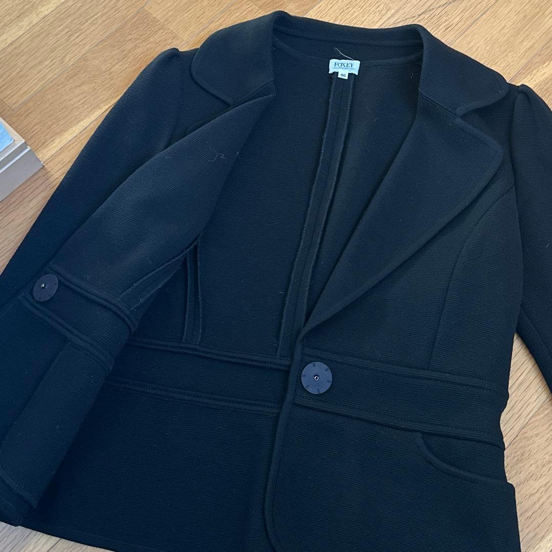 フォクシー　ウールジャージー　テーラードジャケット　黒