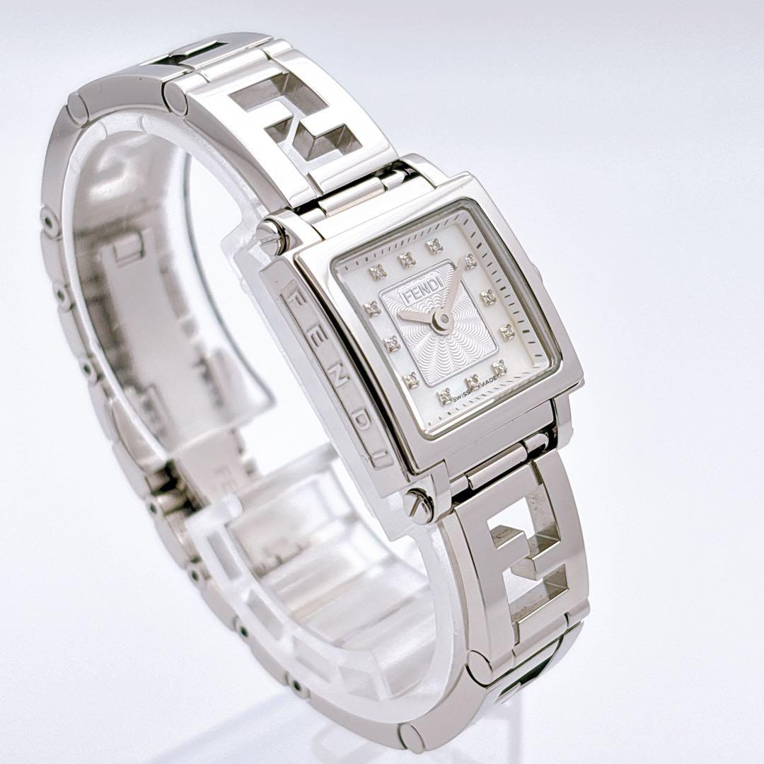 【美品・電池新品・完備】FENDI 60500L ダイヤ クアドロミニ オロロジ