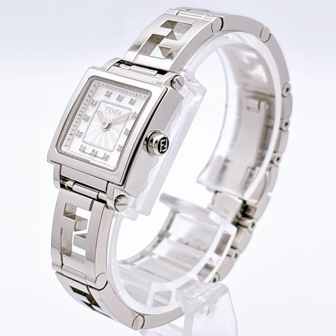 【美品・電池新品・完備】FENDI 60500L ダイヤ クアドロミニ オロロジ