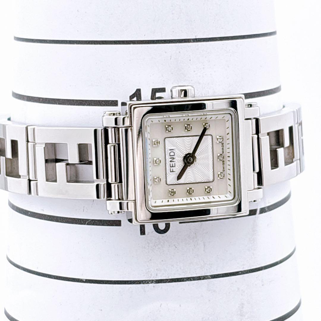 【美品・電池新品・完備】FENDI 60500L ダイヤ クアドロミニ オロロジ