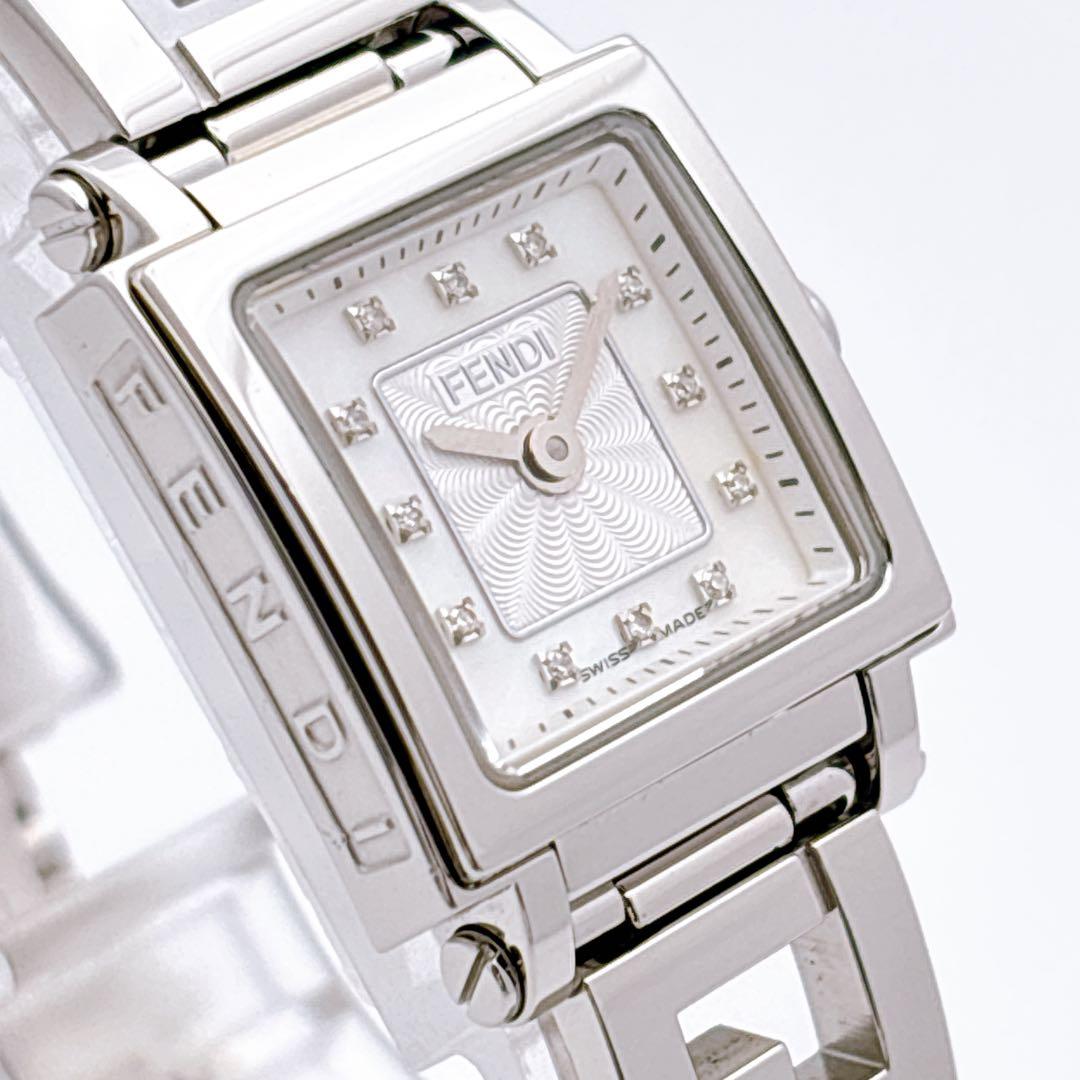 【美品・電池新品・完備】FENDI 60500L ダイヤ クアドロミニ オロロジ