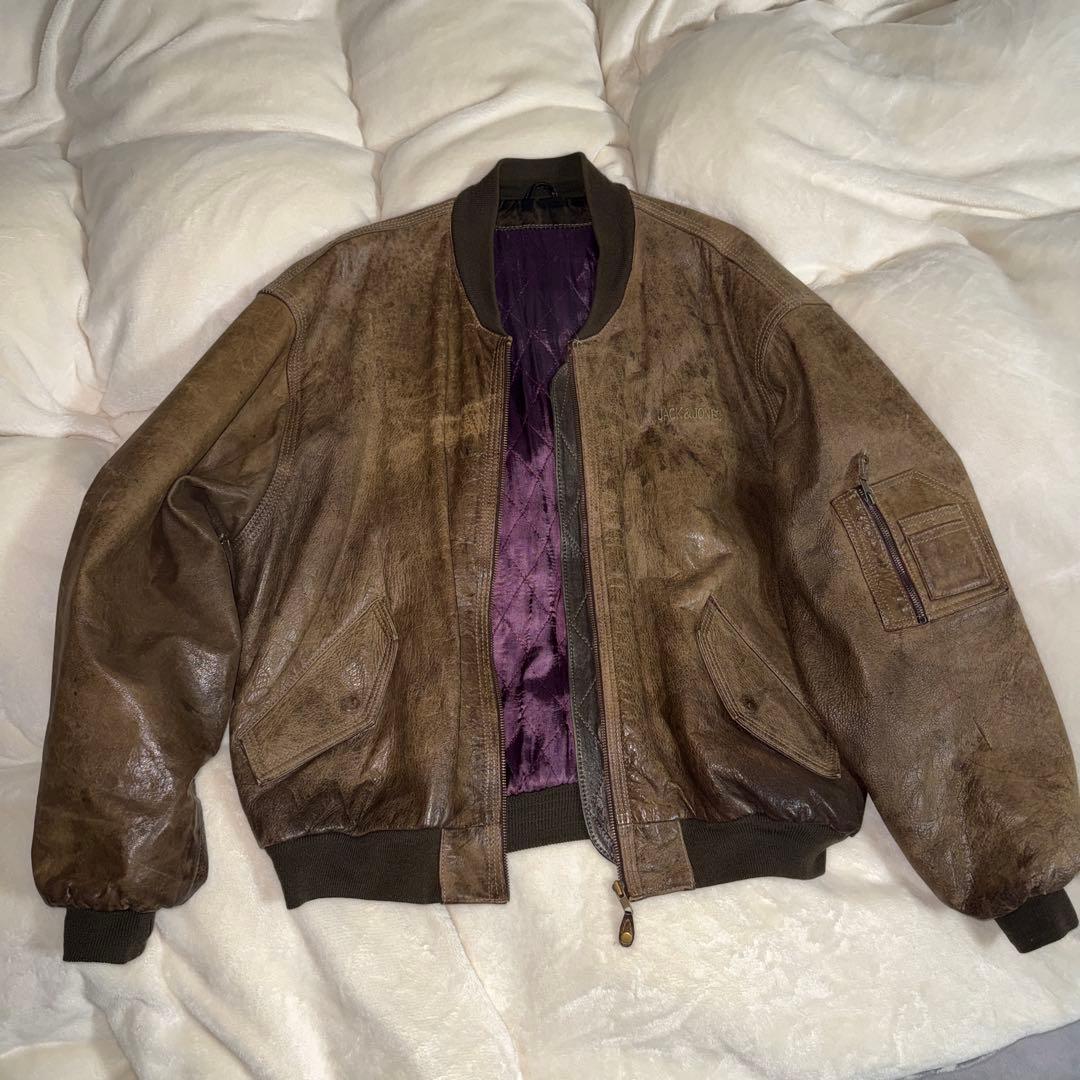 1980s JACK&JONES レザーMA-1 ブルゾン フライトジャケット