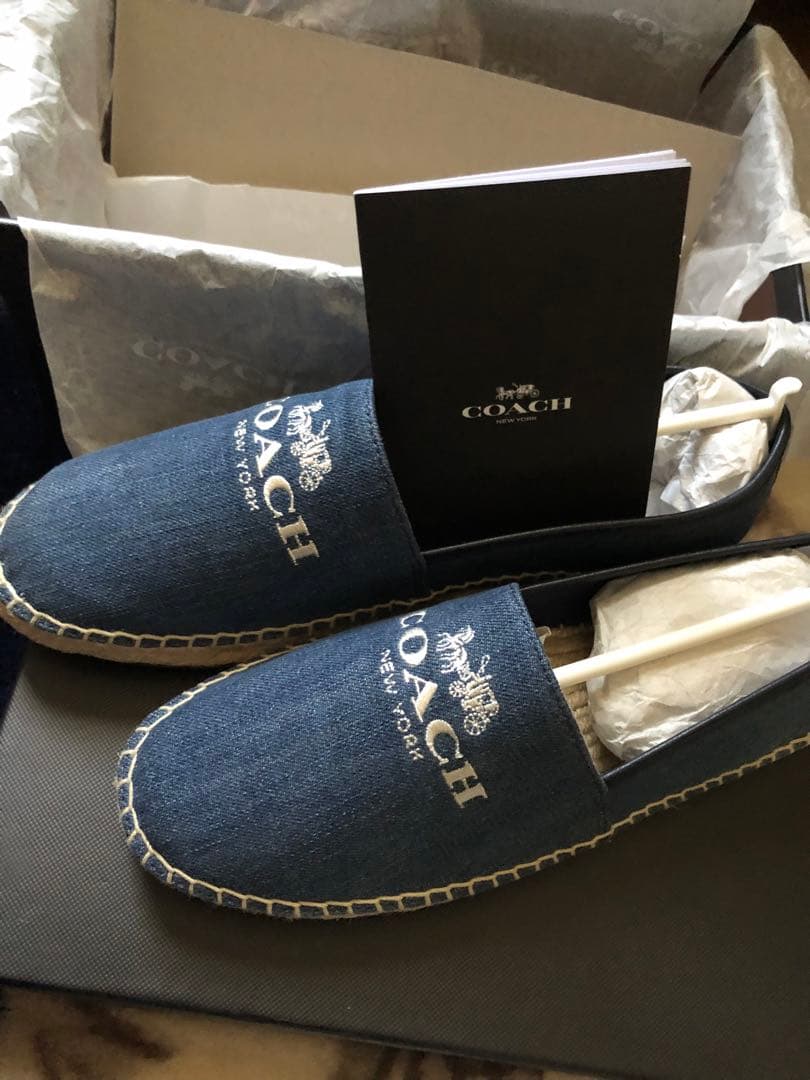 新品　coach デニム　エスパドリーユ　フラットシューズ　サイズ38